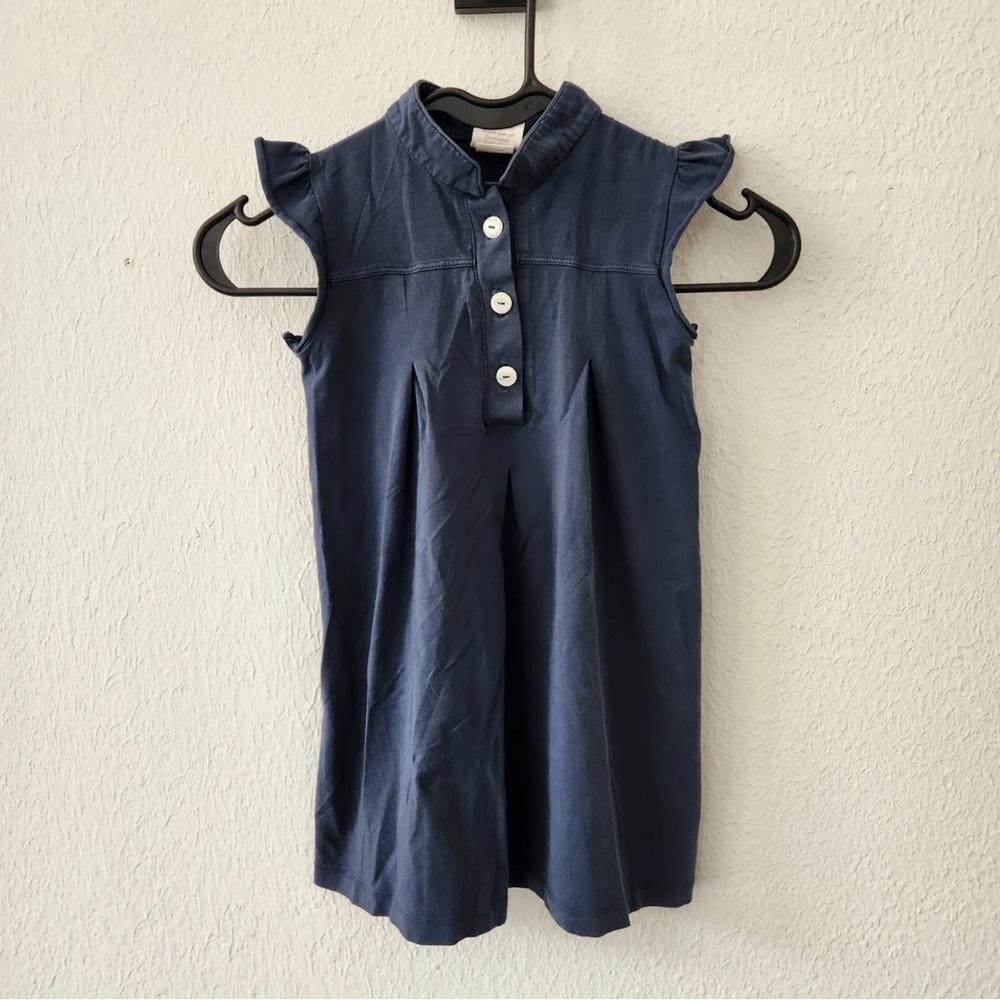 Matilda Jane Dress Kids Girls size 6 Navy Blue Cap Sleeve Ruffle Pleated